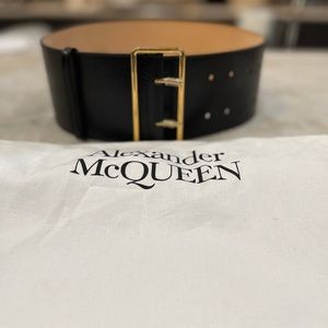 Alexander McQueen classic wide waist belt black size 70 new